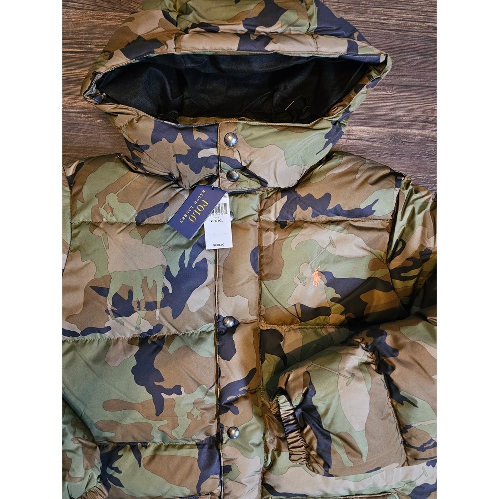 Polo Ralph Lauren Jacket Mens XLT Camo Down Puffer Hooded Winter Ski Coat - Picture 2 of 11